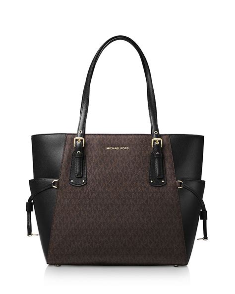 michael kors voyager east west tote- brown|signature voyager east west tote.